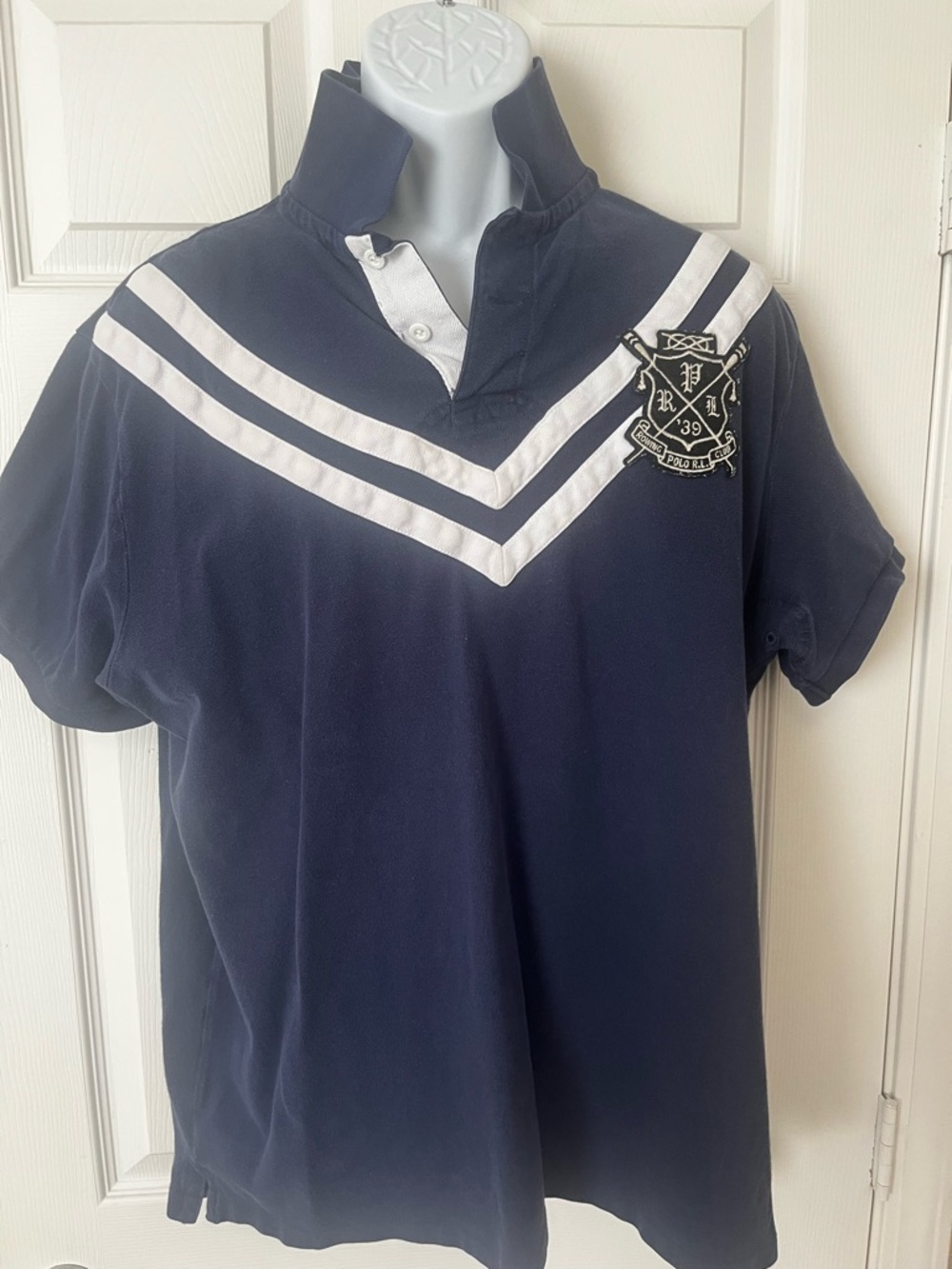 *House of Ralph Week* XXL Navy Polo Shirt with White Chevron Stripes